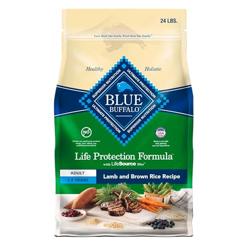 Image of Blue Buffalo Life Protection Formula Adult Dry Dog Food, Helps Build and Maintain Strong Muscles, Made with Natural Ingredients, Lamb & Brown Rice Recipe, 24-lb. Bag
