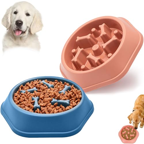 Manualidades, Toy TOCOZOC Plato para Perro, 2 Piezas de Comedero Lento para Perros con Almohadilla Antideslizante, Plato Perro Comer Lento, Plato de Alimentación Lenta para...