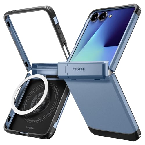 Spigen Tough Armor Pro MagFit Coque Compatible avec Samsung Galaxy Z Flip 7 - Bleu Sierra