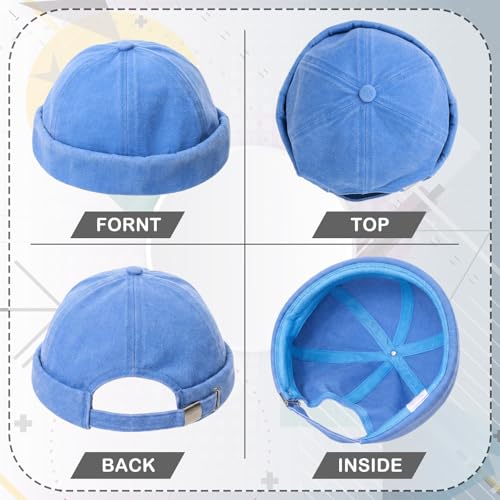 Image of SATINIOR 2 Pieces Brimless Hats for Men Adjustable Docker Cap Casual No Brim Hat Rolled Cuff Sailor Skullcap
