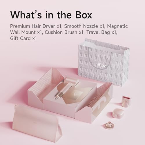 Image of Laifen Premium High-Speed Hair Dryer Love-Bound Box, Professional Ionic Portable Blow Dryer with 110,000 RPM, Low Noise, 360 Magnetic Styling Attachment, Wall Mount, Travel Bag, Gift Box, HD502