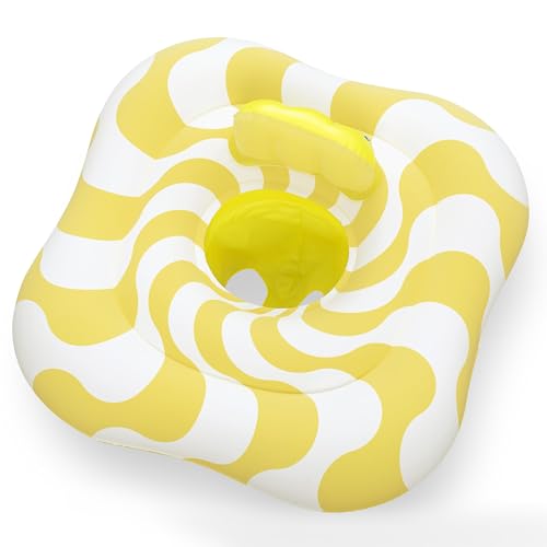 Swim Safe: Comfort Plush - Baby Float - Yellow Wavy Square, 2-Ring Inflatable, 31' Pool & Water Tube, Diaper Style Seat, Velvet-Like Surface, 12-24mo