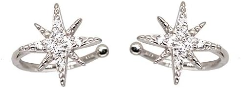 Non Piercing Star Dangle Hoop Rhinestone Clip On Earrings Women Shinning Decor Fashion Girl's Party Wedding Ear Jewelry