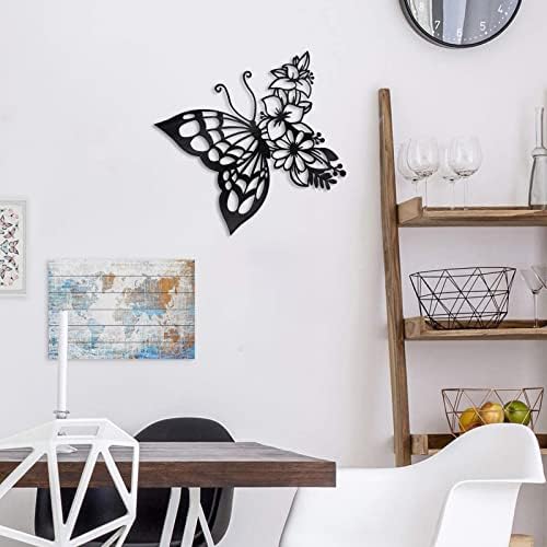 Butterfly Decoration Wall Art Boho Butterfly Wall Home Decor Hanging Appearance Wall Decor Metal Wall Hanging Butterfly Decor Flower Wall Art for Bedroom Living Room Home Wall,Black(Medium) 4 41riY8Z2EmL. AC
