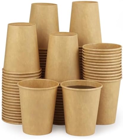 Vasos Desechables 330 Ml 50 Tazas De Café De Papel Kraft - 360ml, 3 Capas, Aislantes, Para Bebidas Frías Y Calientes - Marrón Vaso Cafe Para Llevar
