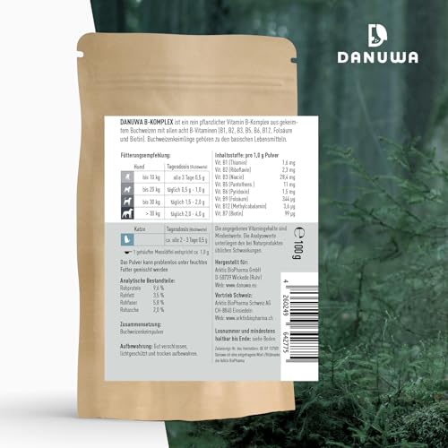DANUWA Vitamin B Komplex für Hunde - Hochwertiger Vitamin-B-Komplex aus Buchweizenkeimlingen – Unterstützt Stoffwechsel & Vitalität – Pflanzlich & Natürlich