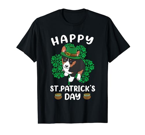 Feliz Día de San Patricio Tricolor Corgi Lover Lucky Dog Owner Camiseta
