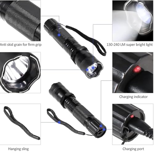 Image of Metal Alloy 1101 LED 2 in 1 Rechargeable Flashlight Torch for Outdoor Indoor Emergency| Portable Handheld Tactical Light | Super Bright Long Distance Beam