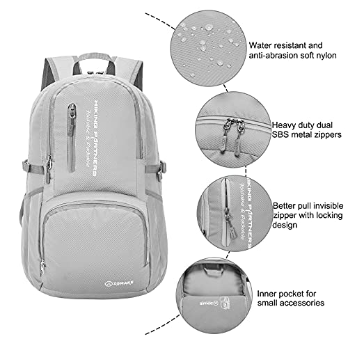 Image of ZOMAKE Lightweight Packable Backpack, 35L Foldable Daypack (Silver Grey)