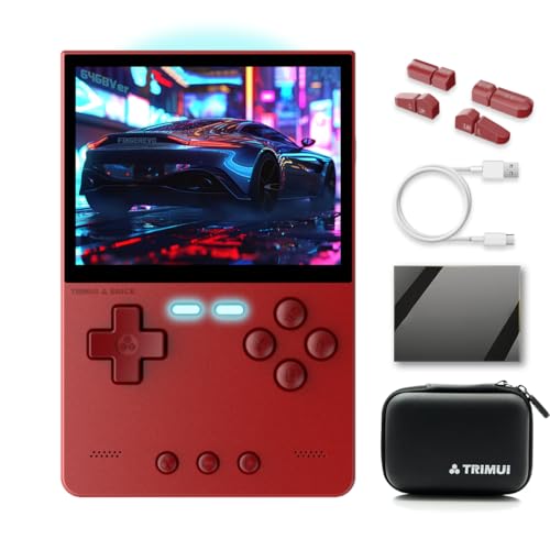 Image of FINGEREVO Trimui Brick Handheld Game Console 3.2 inch 1024 * 768 IPS Screen 3000mAh Trimui Brick Opensource System with Portable Case and Screen Protector Red