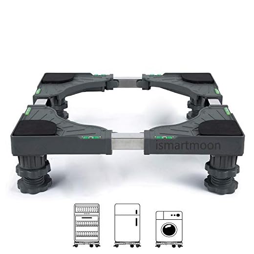 YUESUO Universal Mobile Base Fridge Stand with 4 Strong Feet Multi-Functional Adjustable Base for Adjustable Dryer, Washing Machine and Refrigerator (4 Strong Feet)…