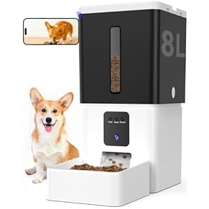 Automatic Dog Feeder with Camera: 8L/33 Cups 5G WiFi Timed Food Dispenser for Medium Dogs – 1080P HD Night Vision Video Recording 2-Way Audio APP Control