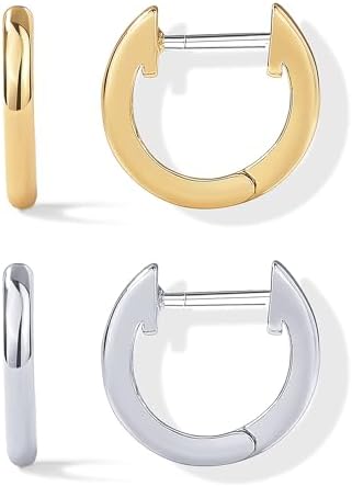 PAVOI Small Gold Hoop Earrings for Women - 14K Gold Plated Huggie...