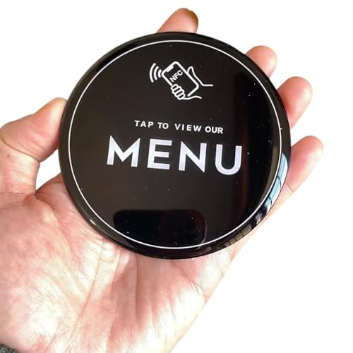 ValArts NFC Menu Tag 10cm – Black Digital Menu Plaque for Restaurant, Café, or Bar | Tap to View Menu | Waterproof & UV-Resistant Table Sign | Contactless QR Alternative