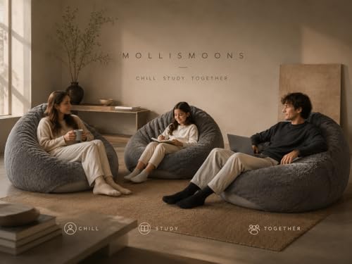 Image of Mollismoons Bean Bag XXXL Size for Adults & Kids Fur bin Bag Luxury Bean Bag Chair (Bean Bag Without Beans Cover(Assembly Required), Light Grey)