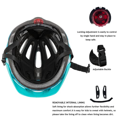 Image of Exclusky Kids Bike Helmet with LED Light - Adjustable Multi-Sport Youth Helmet for Boys & Girls, Ages 5-12, Fits 50-57cm, Cycling Safety Gear