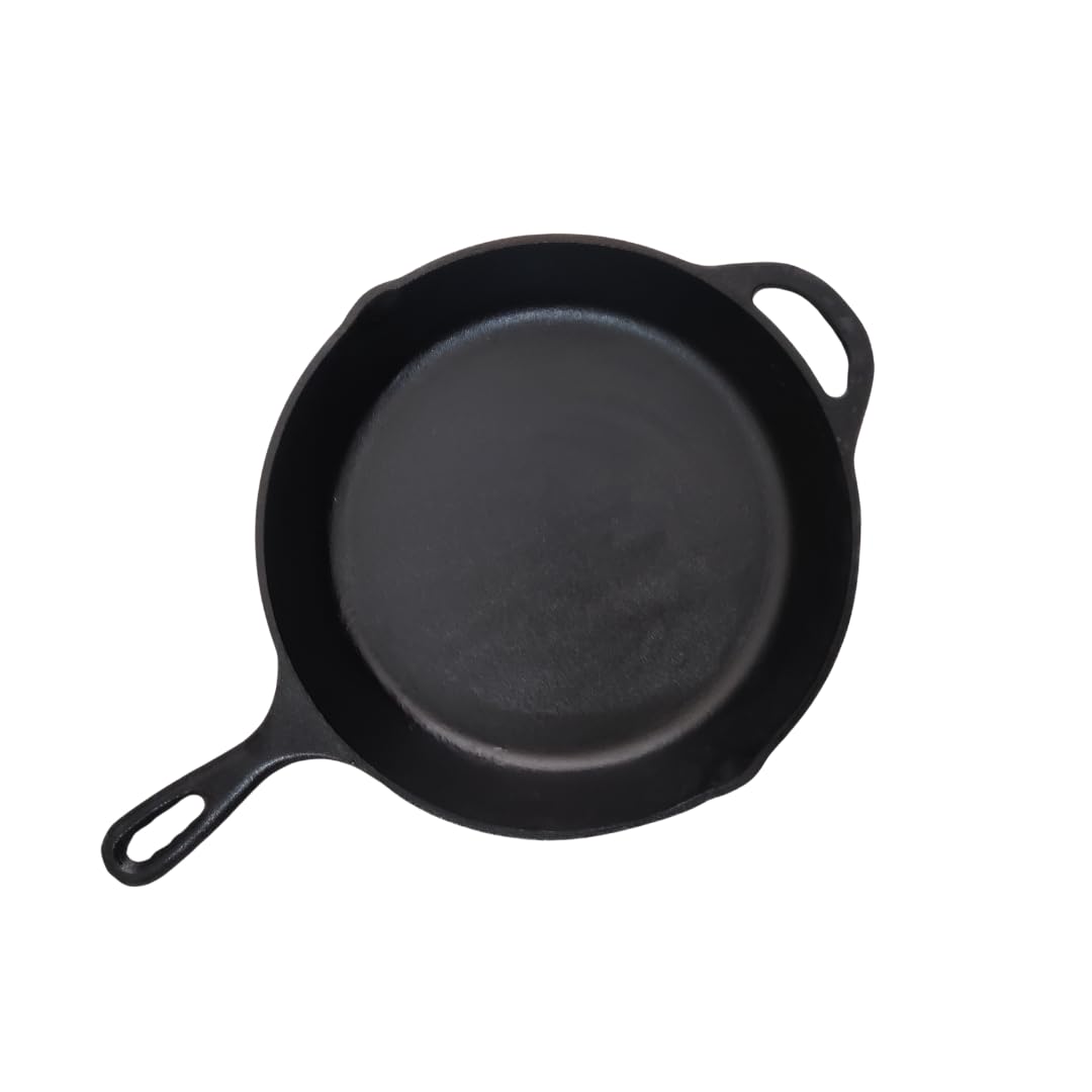 Premium Cast Iron Frying Pan 10 Inch / 1.8L with Handle, Frying Pan, Naturally Non Stick Fry pan, 100% Pure and Toxin Free Cast Iron Fish Fry Pan or Skillet