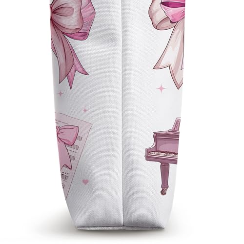 Bolso tote para mujer con diseño de pianista, rosa con lazo coqueta miniatura 3