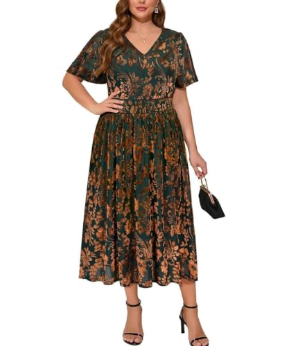 Image of TIYOMI Plus Size Velvet Dress for Women Formal Cocktail Satin Dresses for Wedding Guest XL-5XL (14W-28W)