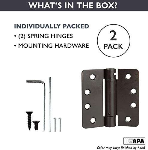 Ilyapa Self Closing Door Hinges, 2 Pack, Oil Rubbed Bronze Mortise Spring Hinge - 4 X 4 Inch Interior Spring Hinges For Doors With 1/4" Radius Corners #TOP2