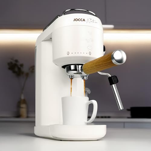 Jocca - Espressomaschine 20 bar mit Dampfgarer, 1400 W, Tank 1 l, beleuchtete Touch-Tasten, Tassenwärmer und Thermoblock für schnelles Aufheizen