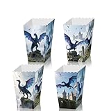 24Pcs Disposable Cardboard Snack Boxes, Black Dragon Castle Birthday Party Candy Snacks Popcorn Box, Flying Dragon Birthday Theme Party Popcorn Container Perfect for Brides Party