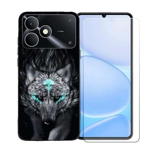 LCEHTOGYE �K�p Realme Note 80 4G +�����K���X�X�N���[���v���e�N�^�[�p�P�[�X�A�K�p Realme Note 80 4G (6,74")�ƌ݊����̂���u���b�N�\�t�gTPU�V���R���Q���P�[�X�ی�J�o�[ BST13