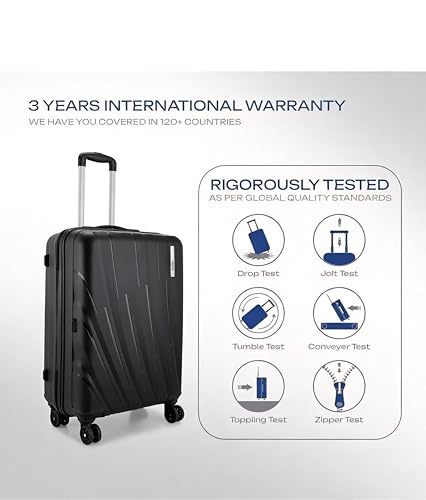 Image of Safari Cairo 8 Wheels, 5 Years Warranty (Cabin & Check-in) Polyproplyene Trolley Spinner Luggage Set of 3, 55Cm, 66Cm & 75Cm, Small, Medium, Large (Black)