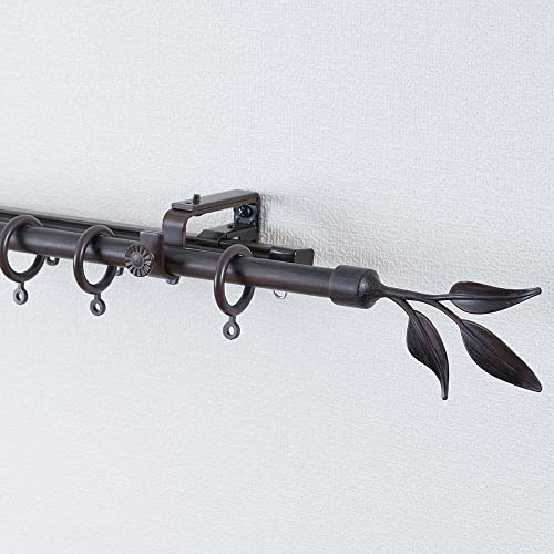 TOMOYASU カーテンレール アイアン ダブル 伸縮タイプ 0.7-1.2m アンティークブラウン リーフィー C-F-3 機能レールダブル 機能レールカラー:ブラウン おしゃれ 装飾レール クラシックシリーズ