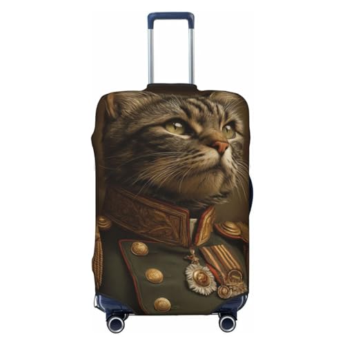 Cat Dressed As A Military Officer Elastic Travel Luggage Covers Dustproof Scratch-Resistant Suitcase Protector Fit 22-24 Inch