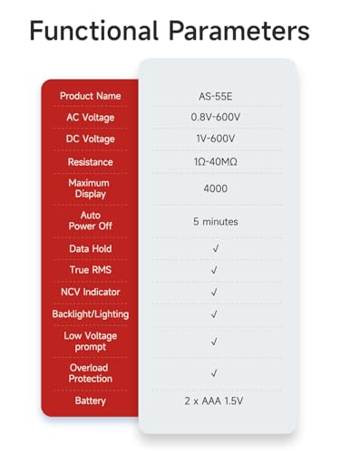 Aicevoos Multimeter Digital Multimeter, 4000 Counts DC AC Voltmeter Electrical Tester, Auto-Ranging Voltmeter Non-Contact Voltage Tester - Image 7