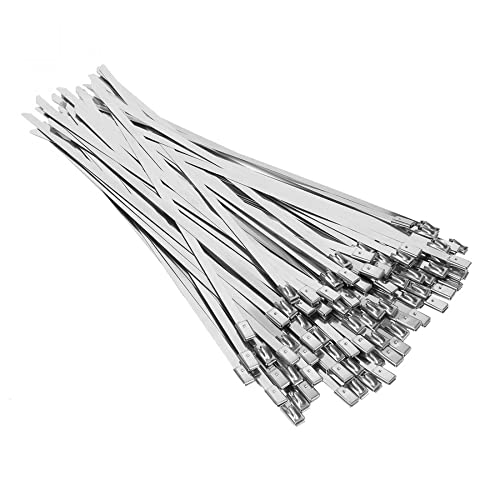 Sourcingmap 100pcs 7.9 Inches Stainless Steel Exhaust Wrap Coated Locking Cable Zip Ties