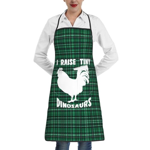nopicsn I Raise Tiny Dinosaurs Apron for cooking with Pockets Women Men Kitchen Chef Funny Aprons