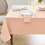 Softalker Pink Table Cloth Rectangular 140x240cm Faux Linen Tablecloths Water Resistant Dining Table Cover Washable for Easter Spring Outdoor Party Birthday Coffee Tabletop Decoration,94.5x55 inch