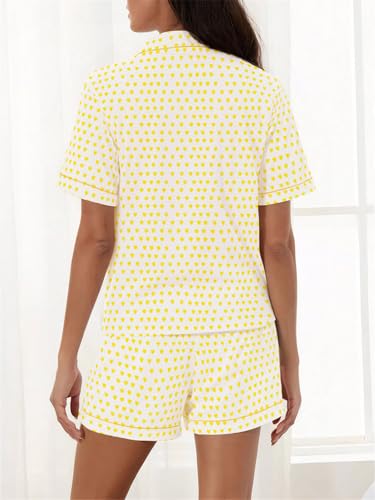 Image of Ammiko Womens Pajamas Set Y2k Loungewear Pajama Button Down Top and Shorts Monkey Beach Short Sleeve Sleepwear Preppy