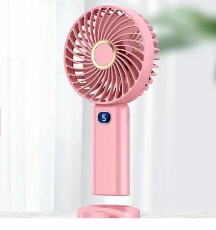 KRISHYAM Handheld Portable Fan - 5 Gear USB Rechargeable Pocket Fan, Fashion Design with Digital Display, for Women Men, Travel, Outdoor, Indoor (Pink) (B0CGLPR72Q) Amazon Price History, Amazon Price Tracker