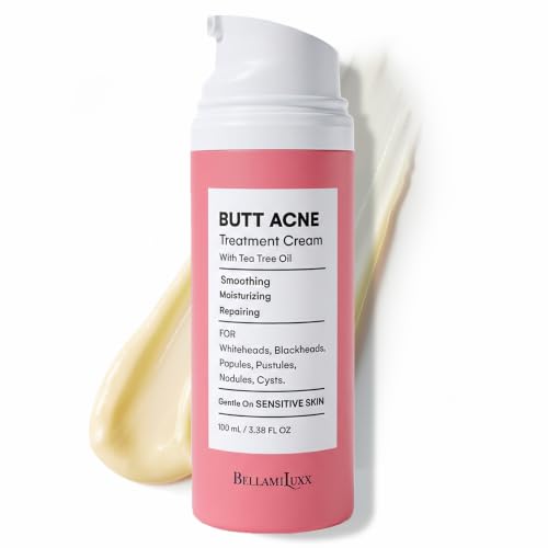 BellamiLuxx Pickel Creme für Gesäß & Körper: Akne Creme gegen Follikulitis und Pickel auf Rücken, Gesäß und Oberschenkeln mit 2% Salicylsäure & Teebaumöl – Pflegecreme für glatte Haut