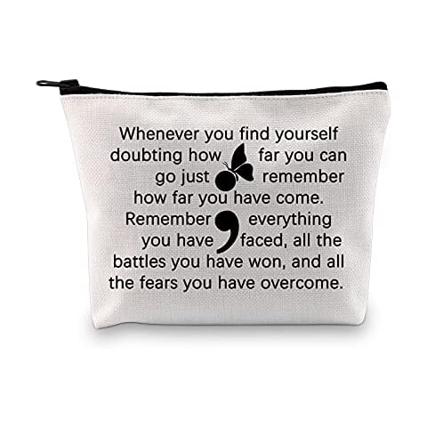 Semicolon Gift Mental Health Zipper Pouch Gift Suicide Awareness Gift Depression Awareness Makeup Bag Gift for Warrior Fighter, Whenever Semicolon Makeup, M Cover
