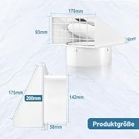 Hon&Guan 150mm Wetterschutzgitter mit Rückstauklappe, Weiß, Klimaanlage – Ansicht 6