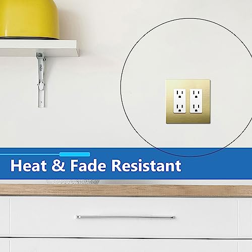 Image of LIDER Double Decorator Metal Wall Plate, Temperature and Impact Resistant, Screwless Cover, Modern Upgrade, Mid-Size 2-Gang 4.88 inch x 4.92 inch, LSMWP-32M-BB, UL Listed, Stainless Steel, Brushed Brass