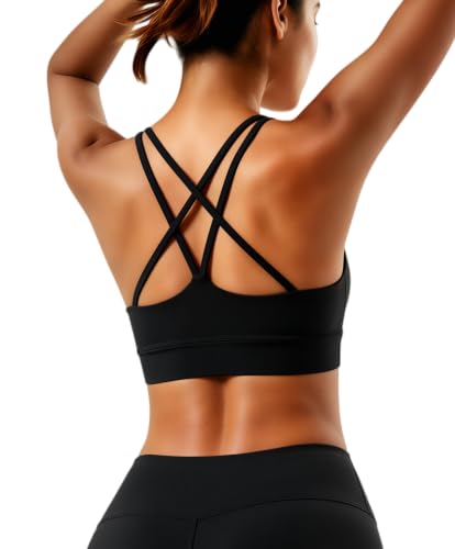 Image of Grace Form Sports Bra for Women Strappy Medium Support Push Up Padded Sports Bra for Running Workout Bra Yoga Bra