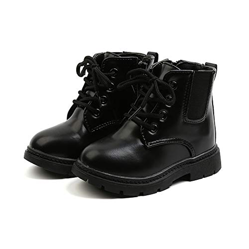Komfyea Toddler Kids Boots Side Zipper Combat Short Ankle Black Boots For Boy's Girl's #TOP6