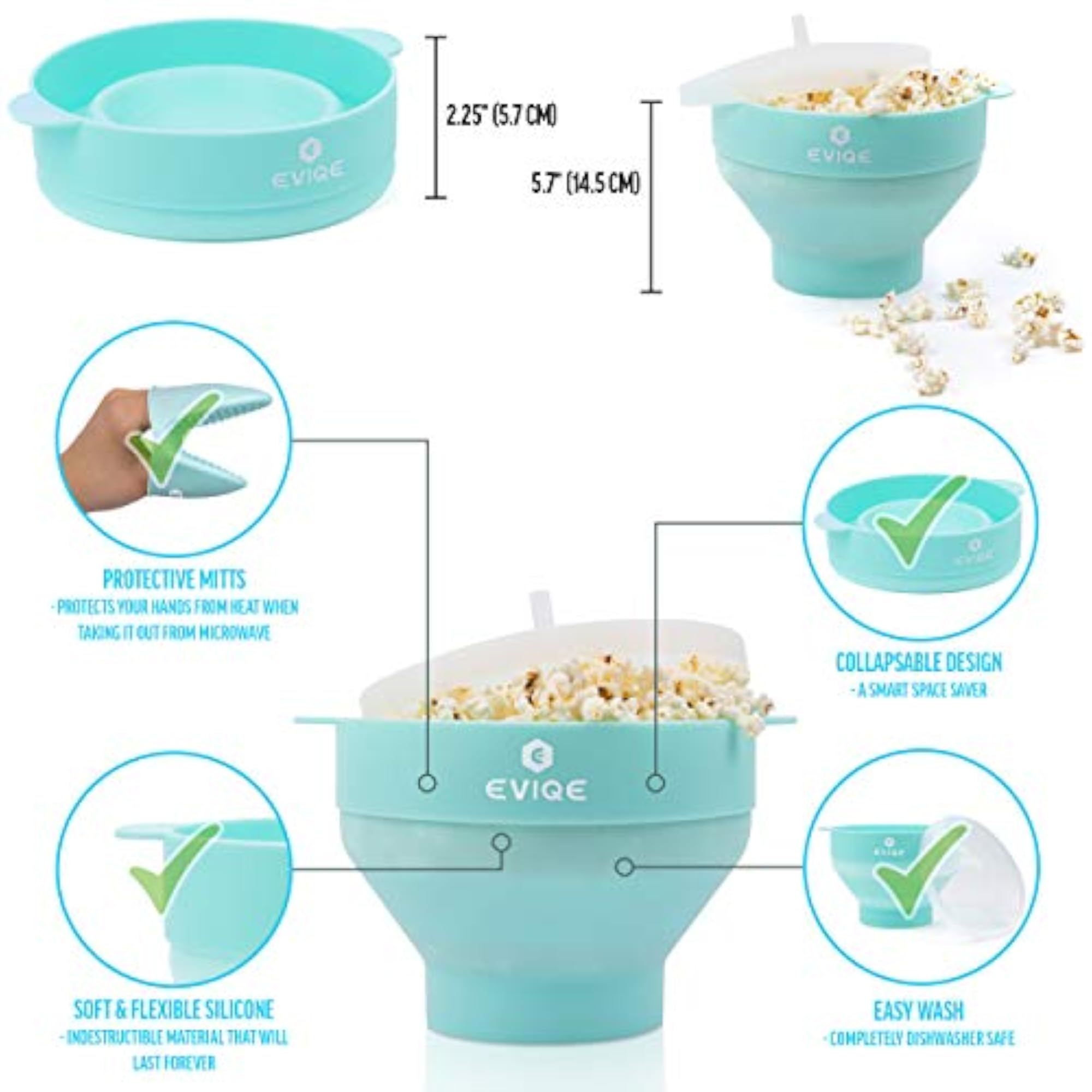 Microwave Popcorn Popper, Silicone Popcorn Maker with Bonus Mitts