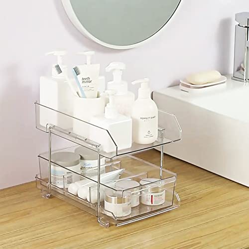 image for stusgo Two Pack 2 Tier Clear Organizer with Dividers,Acrylic Storage U