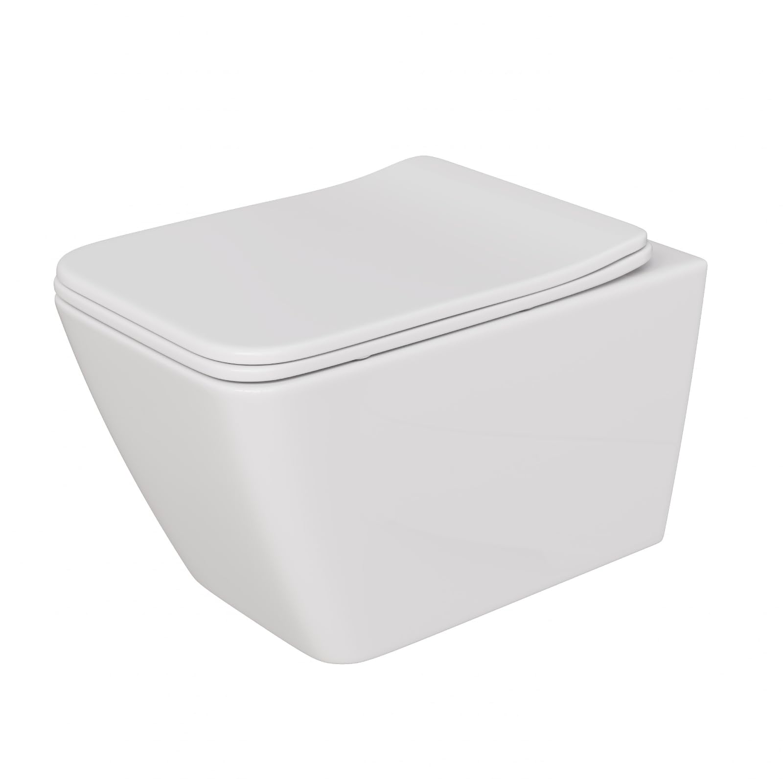 Inodoro de ducha sin borde con boquilla integrada, inodoro Taharet con grifo de agua fría/caliente, inodoro colgante rectangular, de pared blanco con nano, inodoro con tapa de inodoro con descenso