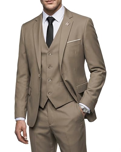 MY'S Men's 3 Piece Suit Set with Tie, One Button