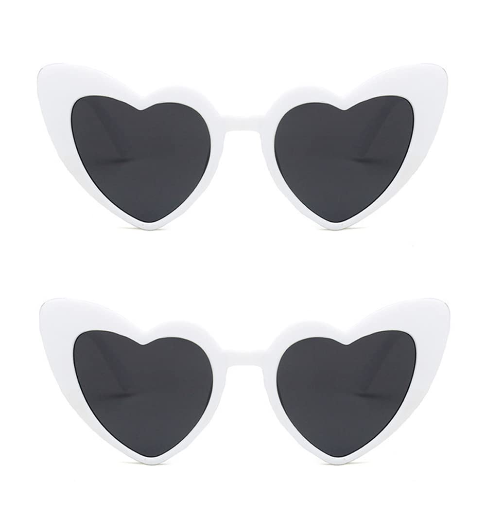 ALVOGIMOR 2 Pack Heart Shape Sunglasses Colorful Trendy Sunglasses Vintage Cat Eye Glasses for Party Favor or Daily