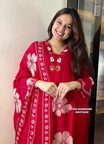 Image of Jatsy Women Pure Cotton Kurta Pant Dupatta Set | Salwar Suit Set For Girls And Women's