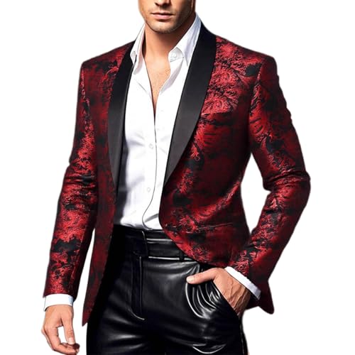 Men's Sport Coats & Blazers Flower One Button Paisley Tuxedo Mardi Gras Carnival Parade Suit Jacket Cocktail Attire Outfit