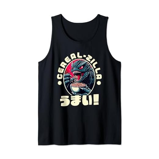 Anime Kaiju Monstruo Japonés Cereal Zilla Oishii Umai Zilla Camiseta sin Mangas